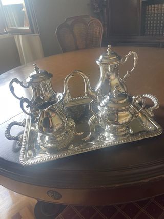 Juego café alpaca plateado con sello 4L CON Spain