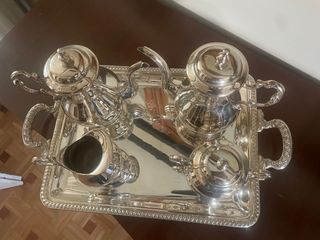 Juego café alpaca plateado con sello 4L CON Spain