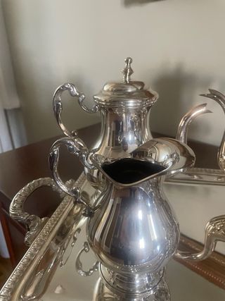 Juego café alpaca plateado con sello 4L CON Spain