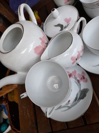 Juego de café San Claudio porcelana flores