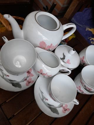 Juego de café San Claudio porcelana flores