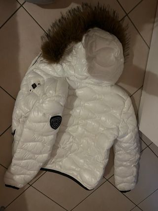 Giubbotto Blauer Bianco con Cappuccio Pelliccia