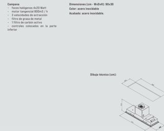 Campana extractora encastrable ancho 90