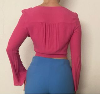 Blusa fucsia Bershka manga larga talla S