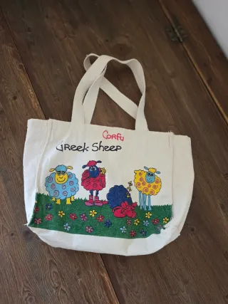 Borsa tote in lino cotone Greek Sheep Corfu