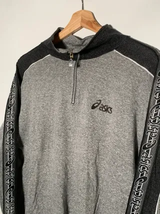 Sudadera Asics vintage, Chaqueta retro Y2K gris
