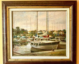 Óleo Denys Rubio (1947) Puerto Yates