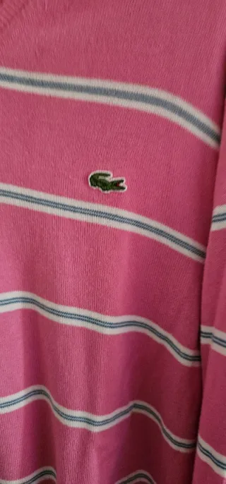 Jersey Lacoste Rayas Rosa y Blanco