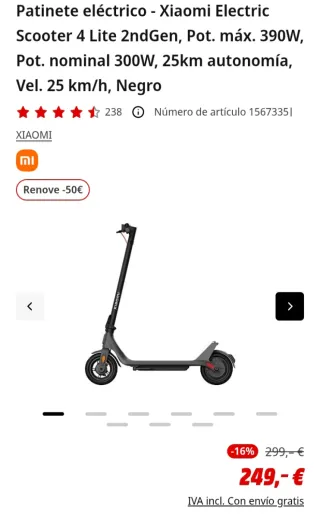 Patín Eléctrico Xiaomi 4 lite