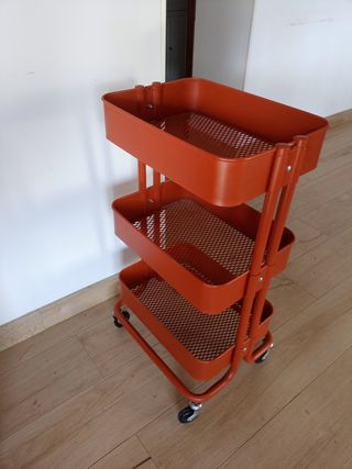 Carro de cocina naranja 3 estantes