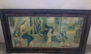 Cuadro religioso antiguo Sagrada Familia