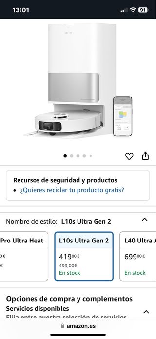 Aspiradora Dreame con base de carga