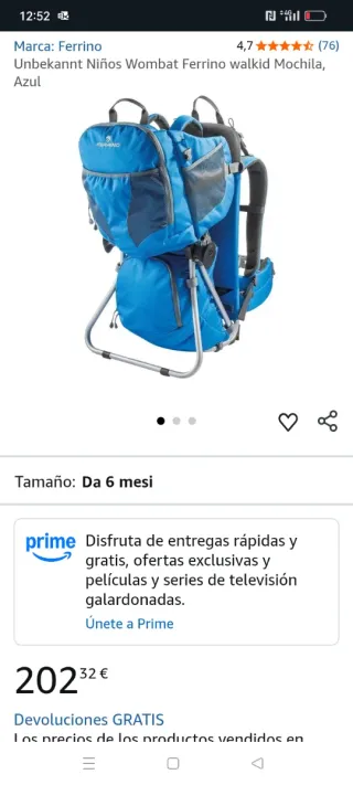 Mochila Portabebés Ferrino Wombat 