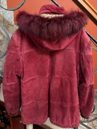 Giaccone vintage pelle scamosciata rosso