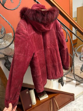 Giaccone vintage pelle scamosciata rosso