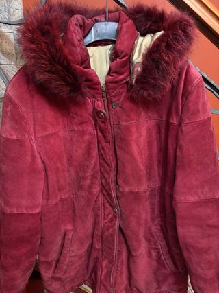 Giaccone vintage pelle scamosciata rosso