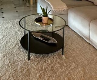 Mesa de centro cristal y metal negra