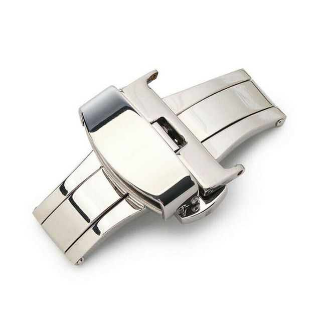 Nova bracelete em pele com fecho borboleta 18 a 22mm