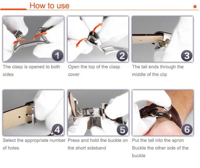 Nova bracelete em pele com fecho borboleta 18 a 22mm