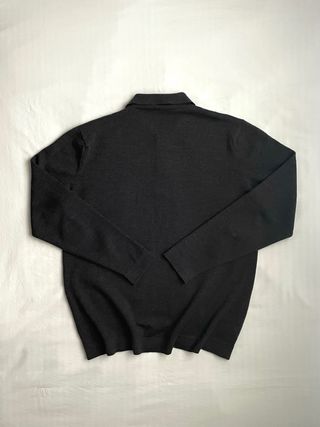 Jersey Lacoste Vintage Lana Gris Negro Cuello Alto