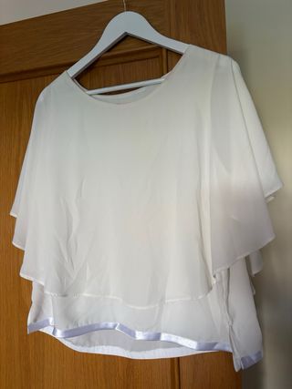 Blusa blanca vaporosa talla única