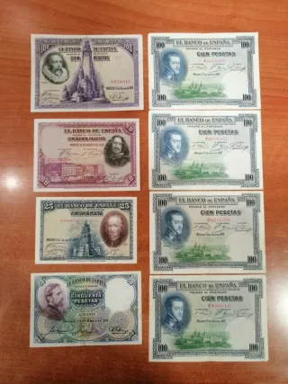 Lote de 8 Billetes Antiguos Españoles