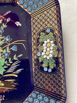 Piatto vintage decorato pavone Made in Japan