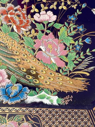 Piatto vintage decorato pavone Made in Japan