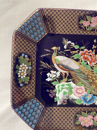 Piatto vintage decorato pavone Made in Japan