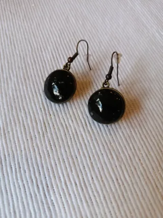 Pendientes largos mujer shungit