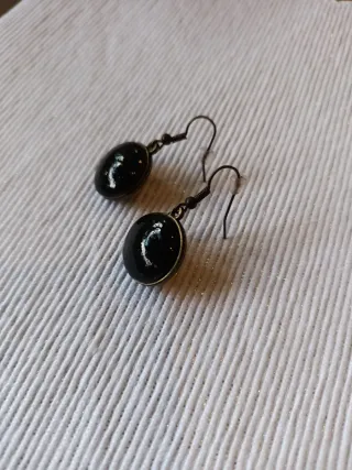 Pendientes largos mujer shungit