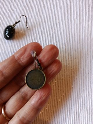 Pendientes largos mujer shungit