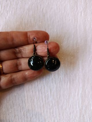 Pendientes largos mujer shungit