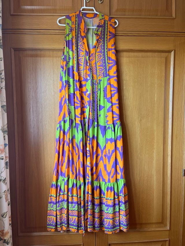 Vestido largo sin mangas multicolor