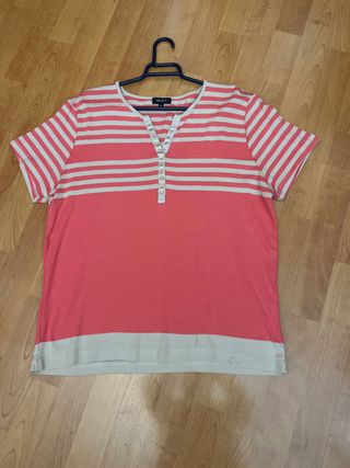 Camiseta Antea Rayas Rosas y Blancas