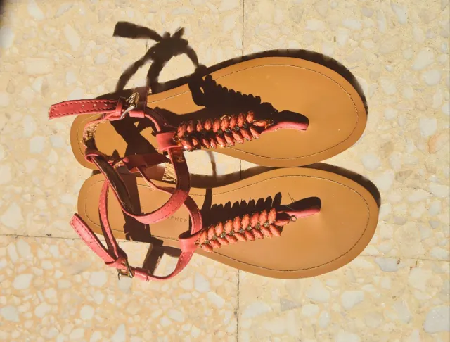 Sandalias Atmosphere planas coral y dorado