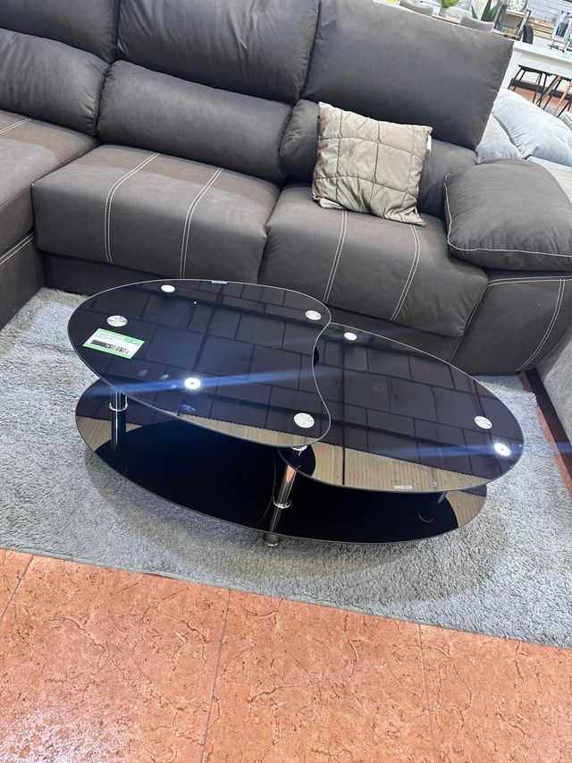 Mesa de centro cristal negra