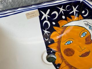 Lavabo de cerámica pintado a mano