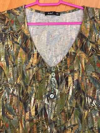 Camiseta Estampada Hojas Verde Talla XXL
