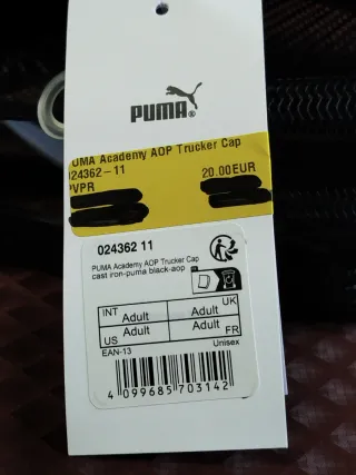 Gorra unisex de Puma, talla única. A estrenar.