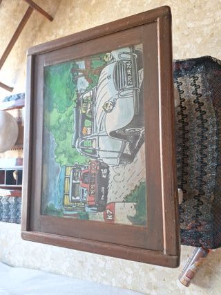 Mesita vintage madera y cristal