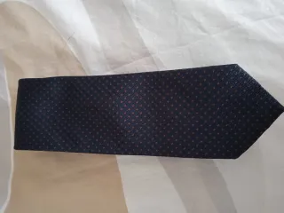 Corbata Zara Azul con Puntos Marrones