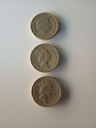 3 Monedas de 1 Libra Esterlina