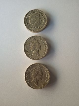 3 Monedas de 1 Libra Esterlina