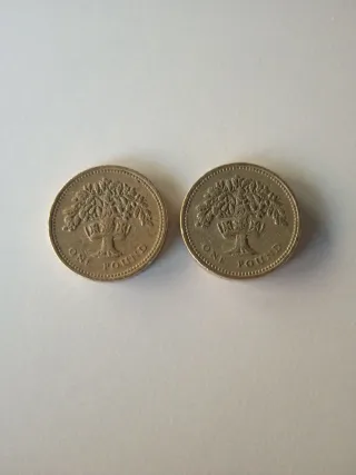2 Monedas de 1 Libra Esterlina