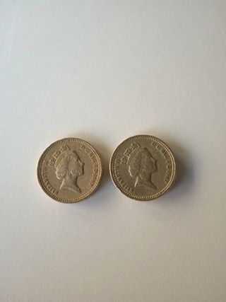 2 Monedas de 1 Libra Esterlina
