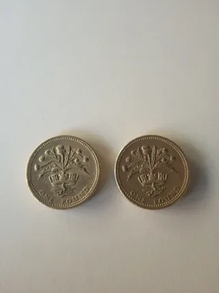 2 Monedas de 1 Libra Esterlina