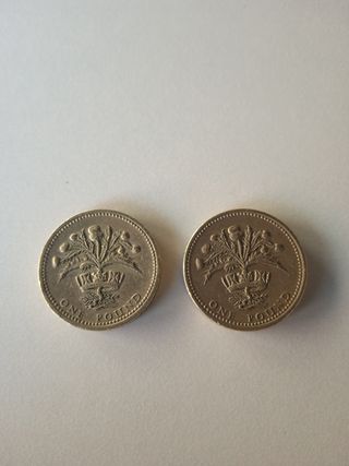 2 Monedas de 1 Libra Esterlina