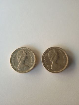2 Monedas de 1 Libra Esterlina