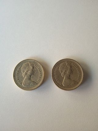 2 Monedas de 1 Libra Esterlina